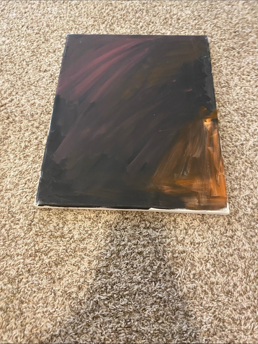 Modern Abstract Canvas in Black, Brown and Deep Burgundy